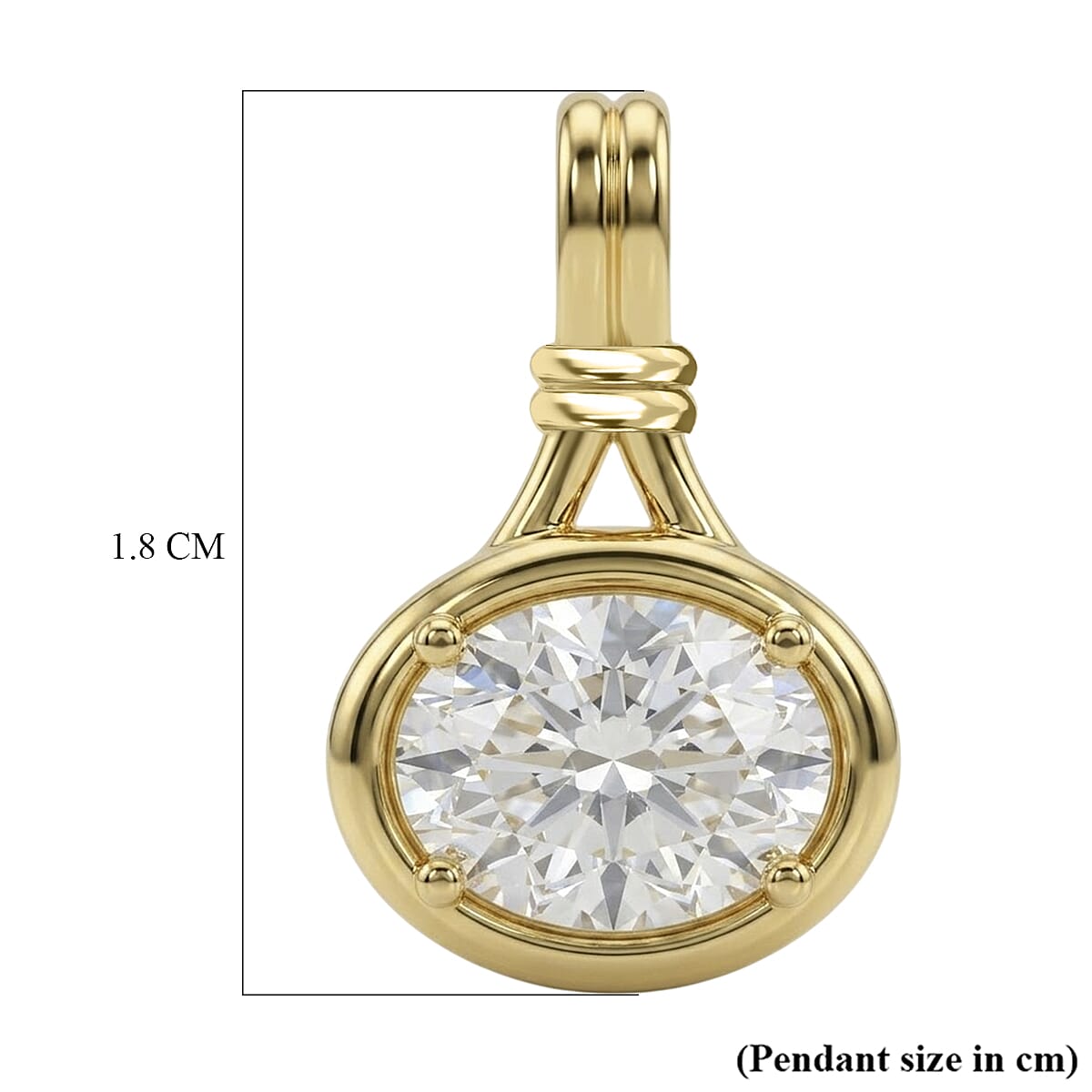 D'Joy - GRA Certified Moissanite Solitaire Pendant in Yellow Gold Plated Sterling Silver 1.40 Ct.