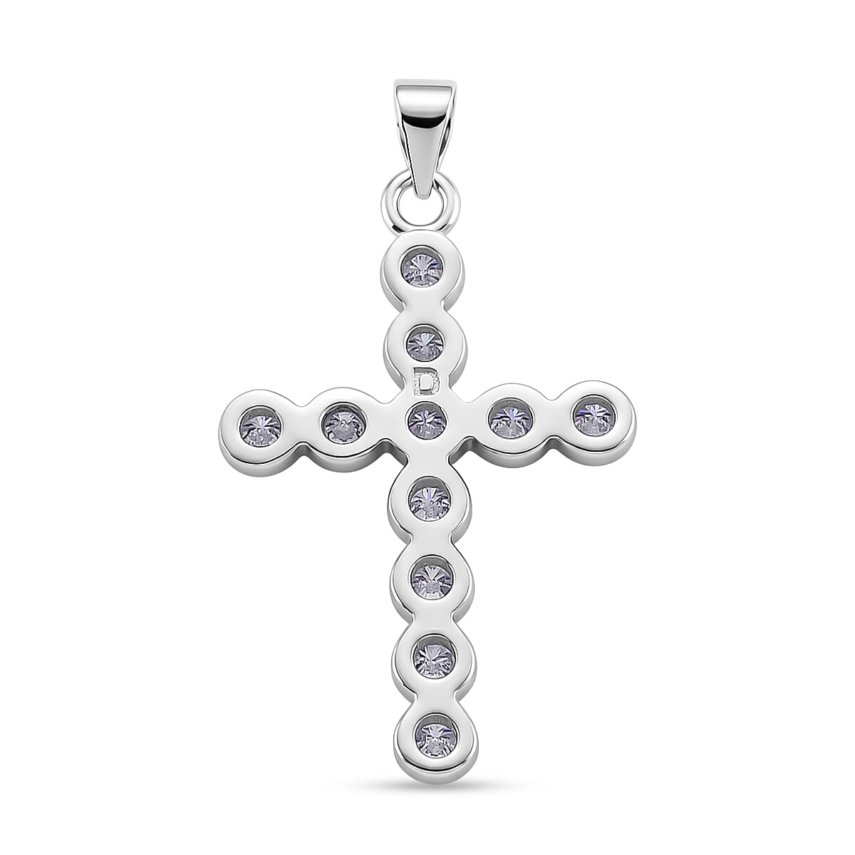 D'Joy - GRA Certified Moissanite Cross Pendant in Rhodium Overlay Sterling Silver 1.20 Ct.