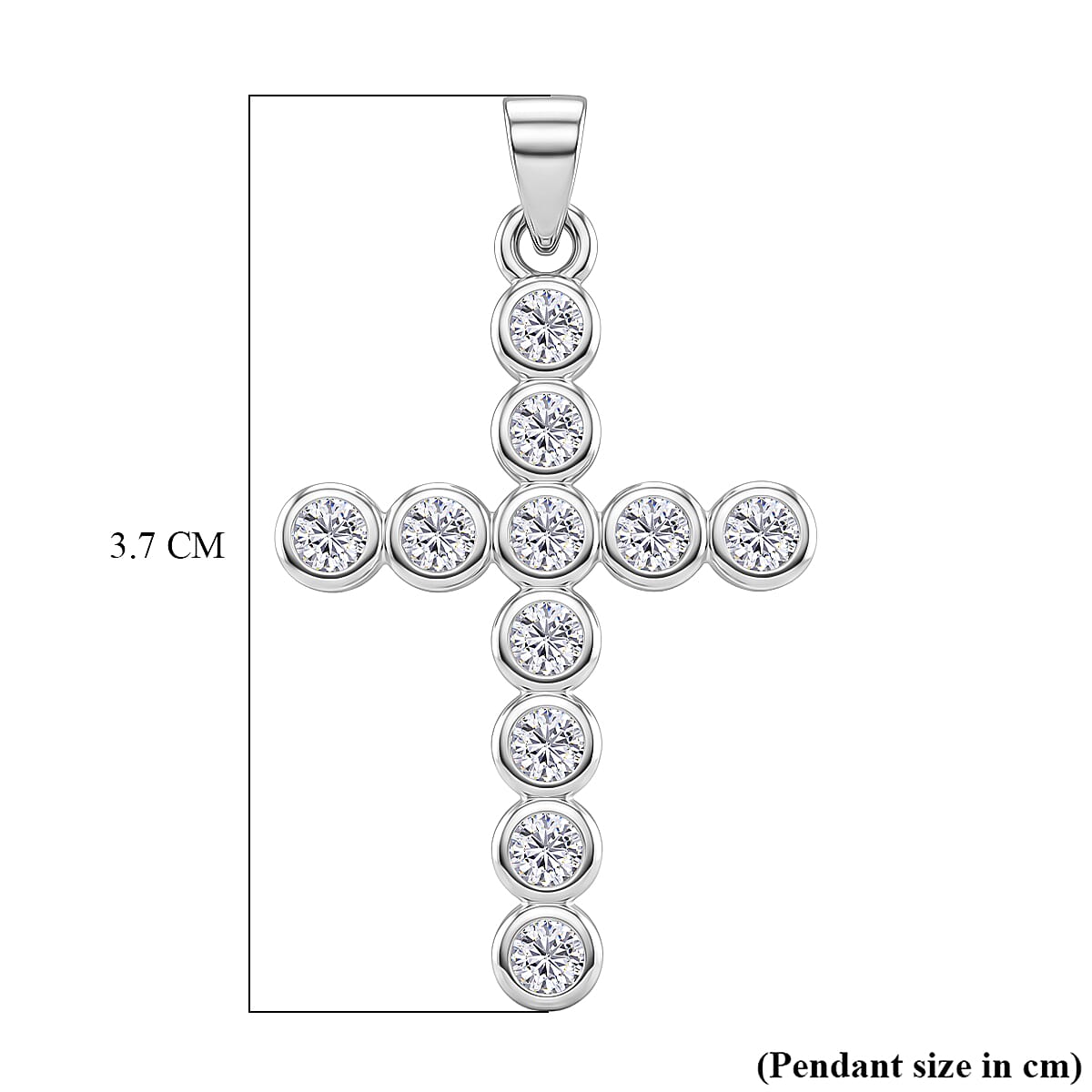 D'Joy - GRA Certified Moissanite Cross Pendant in Rhodium Overlay Sterling Silver 1.20 Ct.