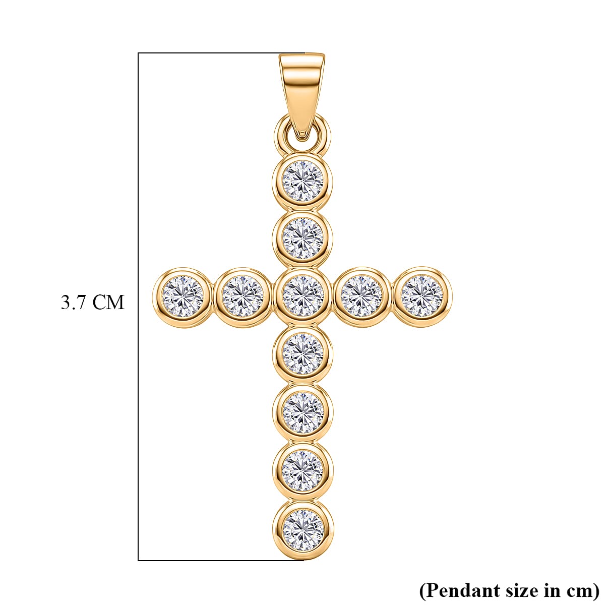 D'Joy - GRA Certified (D-VVS1) Moissanite Cross Pendant in Yellow Gold Plated Sterling Silver 1.20 Ct.