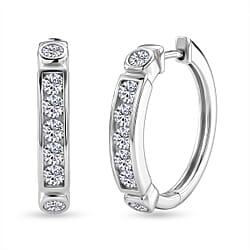 D'Joy - GRA Certified Moissanite Hoop Earring in Rhodium Overlay Sterling Silver 1.54 Ct.