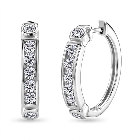 D'Joy - GRA Certified Moissanite Hoop Earring in Rhodium Overlay Sterling Silver 1.54 Ct.
