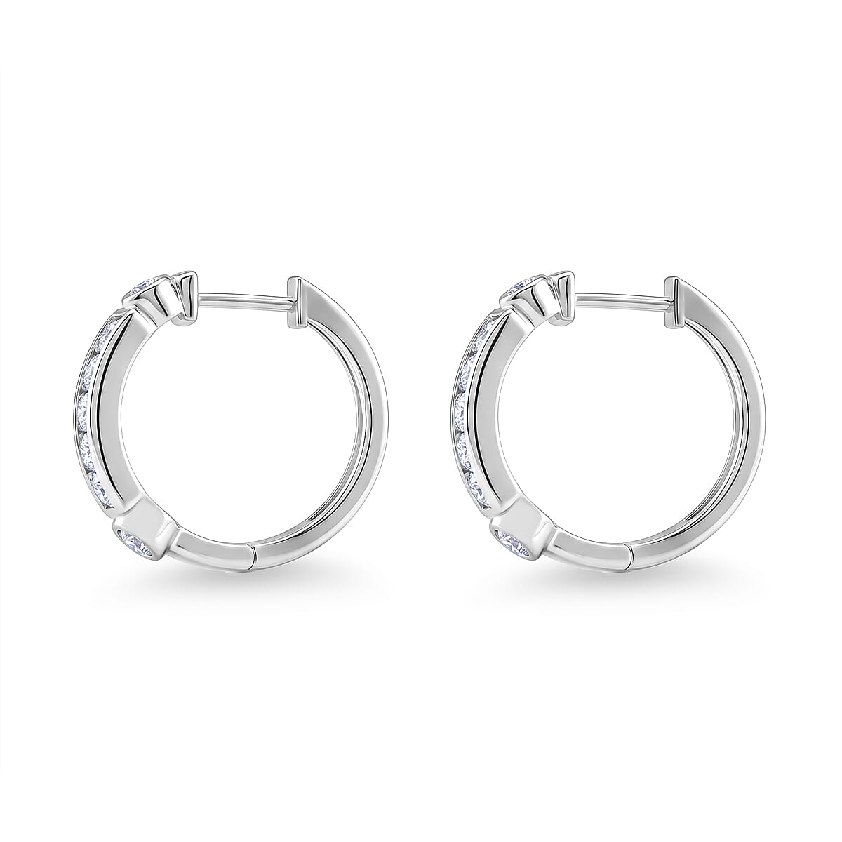 D'Joy - GRA Certified Moissanite Hoop Earring in Rhodium Overlay Sterling Silver 1.54 Ct.