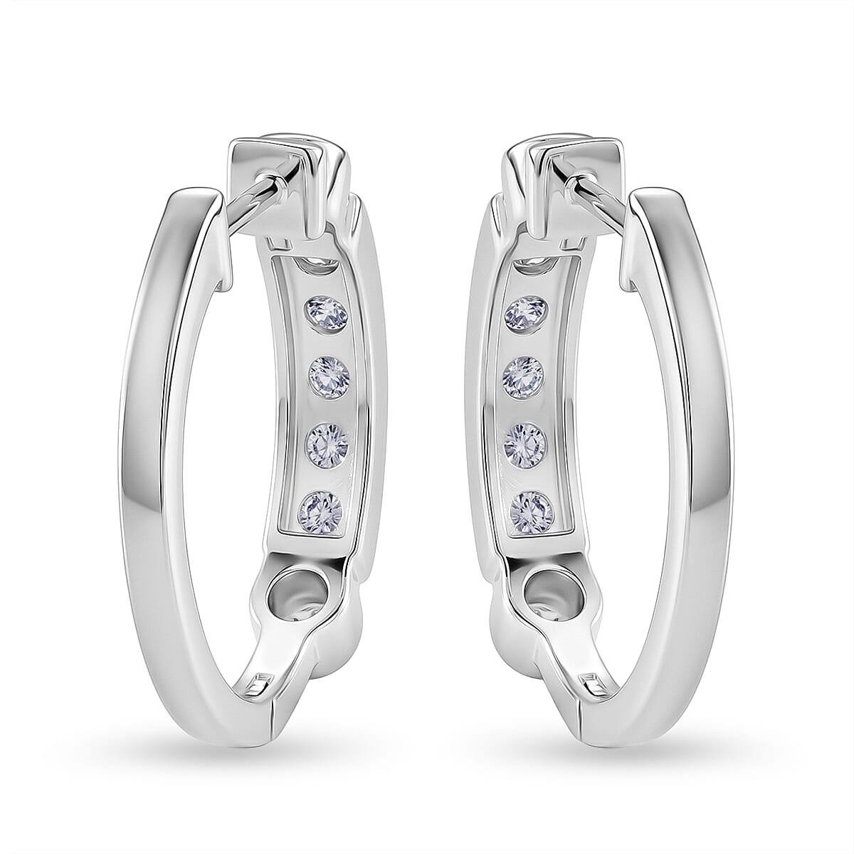 D'Joy - GRA Certified Moissanite Hoop Earring in Rhodium Overlay Sterling Silver 1.54 Ct.