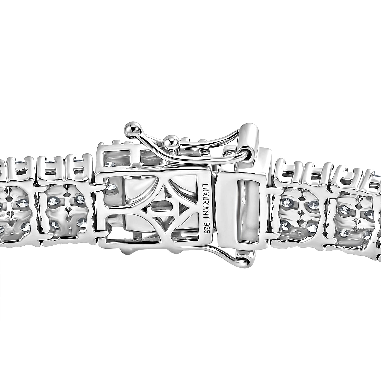 Luxuriant Lab Grown Diamond Three Row Bracelet (Size - 7.5) in Rhodium OverlaySterling Silver, Silver Wt.19.22 Gms  10.998  Ct.
