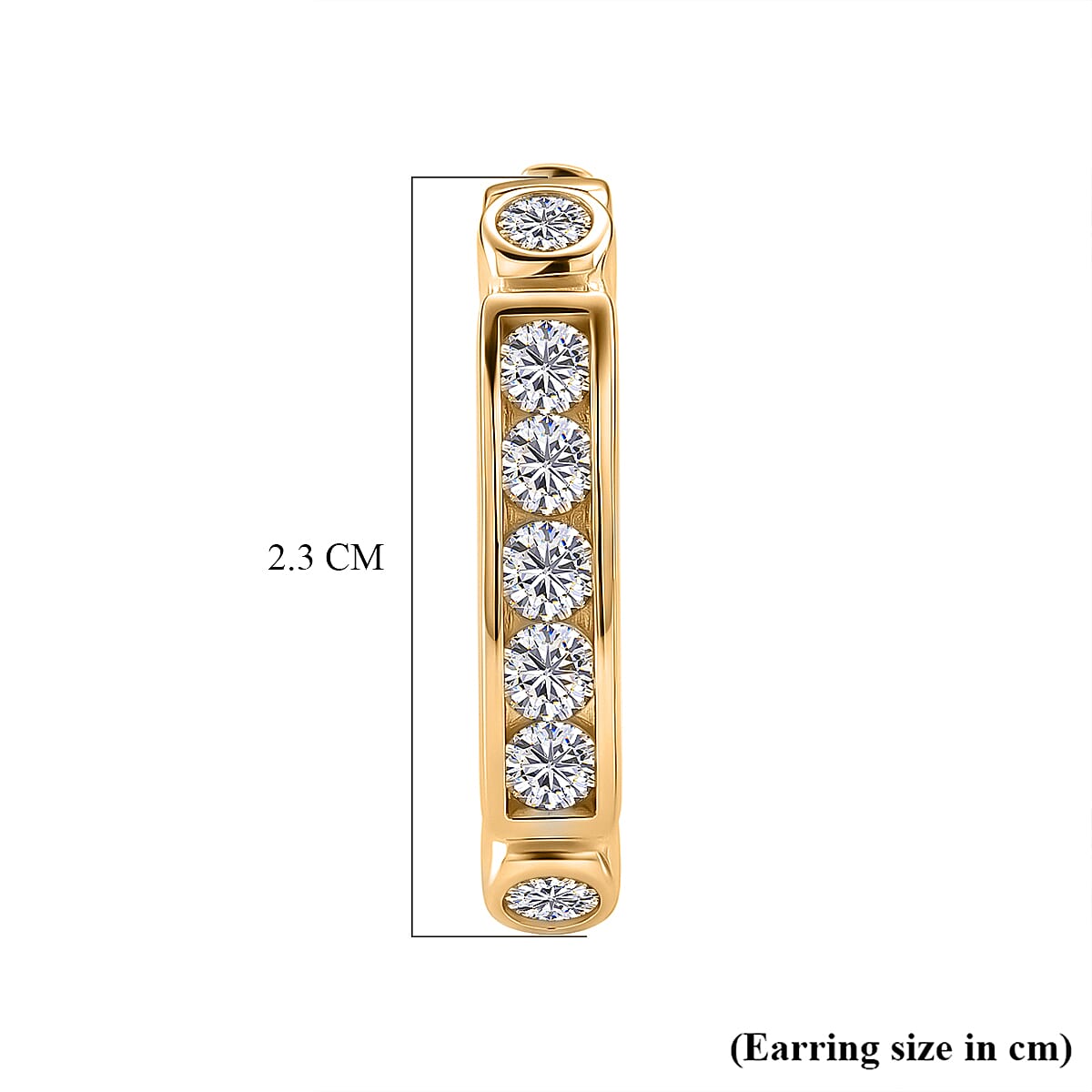 D'Joy - GRA Certified Moissanite Hoop Earring with Clasp in Yellow Gold Plated Sterling Silver 1.54 Ct.