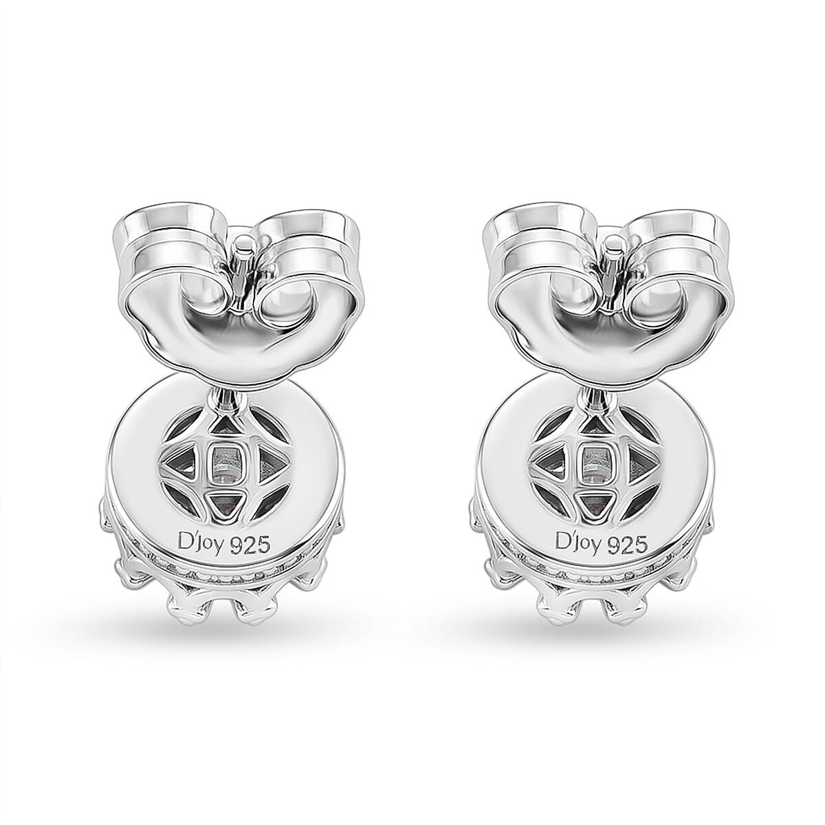 D'Joy - GRA Certified (D-VVS1) Moissanite Solitaire Stud Earring with Push Post in Rhodium Overlay Sterling Silver 1.50 Ct.