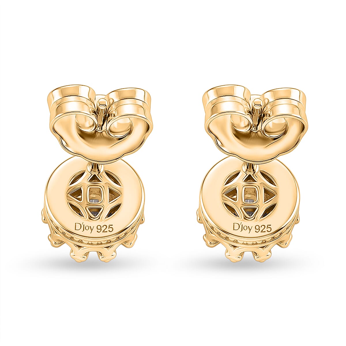 D'Joy - GRA Certified (D-VVS1) Moissanite Solitaire Stud Earring with Push Post in Yellow Gold Plated Sterling Silver 1.50 Ct.