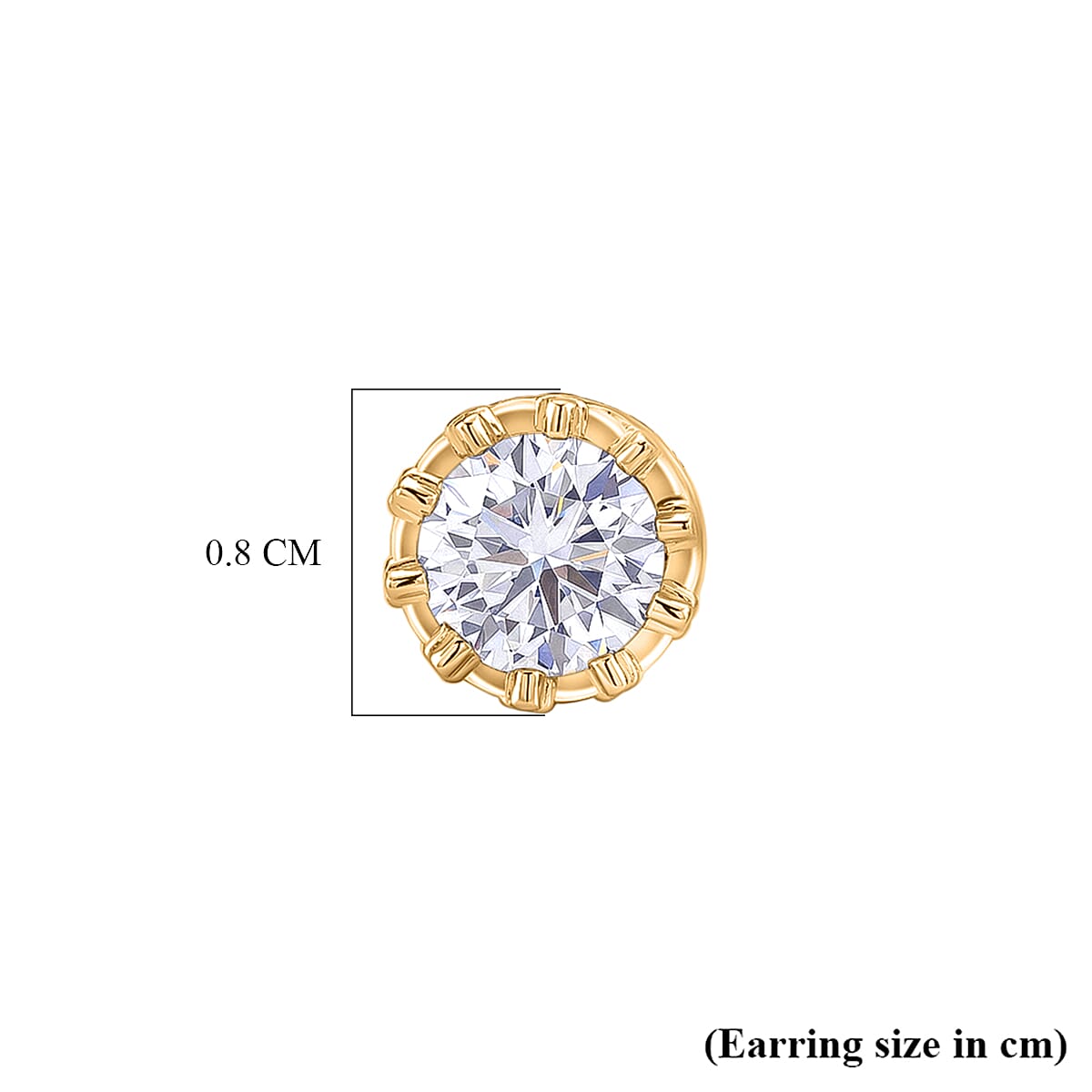 D'Joy - GRA Certified (D-VVS1) Moissanite Solitaire Stud Earring with Push Post in Yellow Gold Plated Sterling Silver 1.50 Ct.