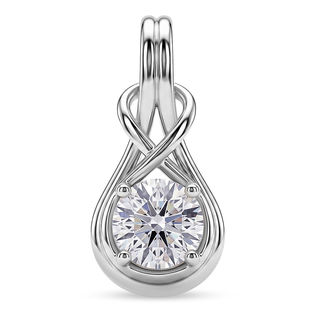 D'Joy - GRA Certified Moissanite Solitaire Pendant in Rhodium Overlay Sterling Silver