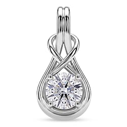 D'Joy - GRA Certified Moissanite Solitaire Pendant in Rhodium Overlay Sterling Silver