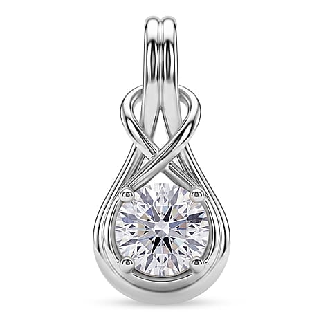 D'Joy - GRA Certified Moissanite Solitaire Pendant in Rhodium Overlay Sterling Silver