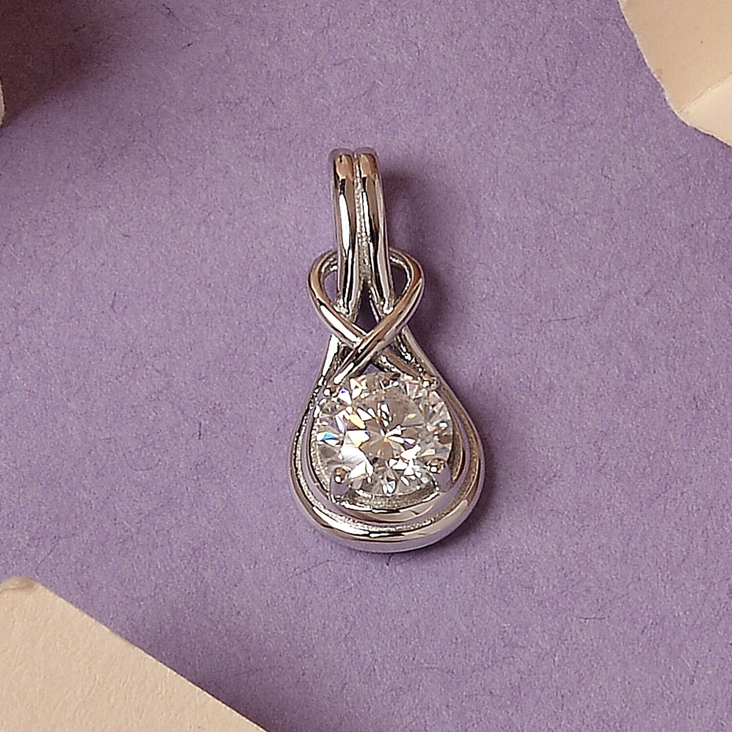 D'Joy - GRA Certified Moissanite Solitaire Pendant in Rhodium Overlay Sterling Silver