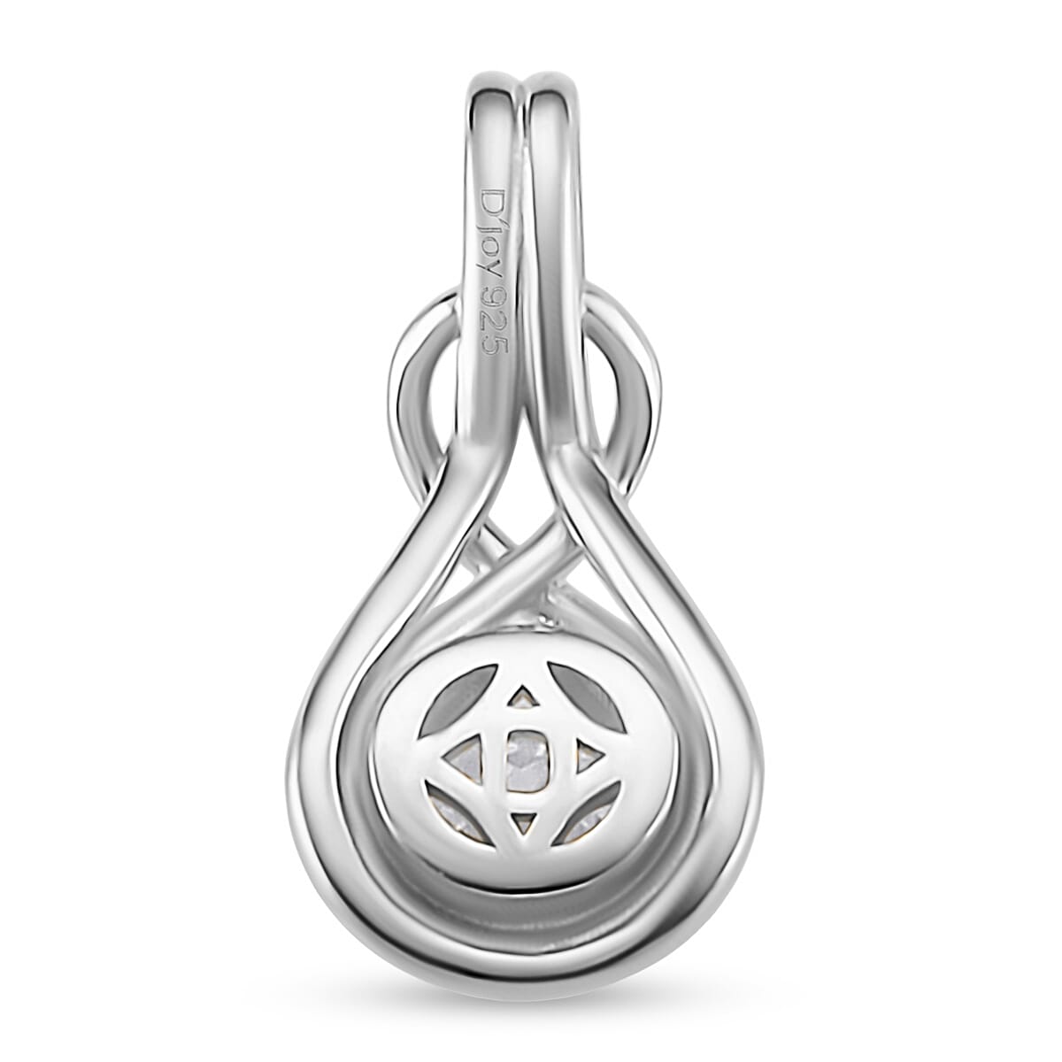 D'Joy - GRA Certified Moissanite Solitaire Pendant in Rhodium Overlay Sterling Silver