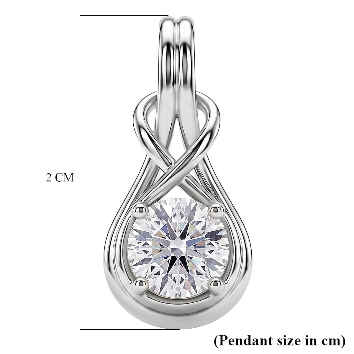 D'Joy - GRA Certified Moissanite Solitaire Pendant in Rhodium Overlay Sterling Silver