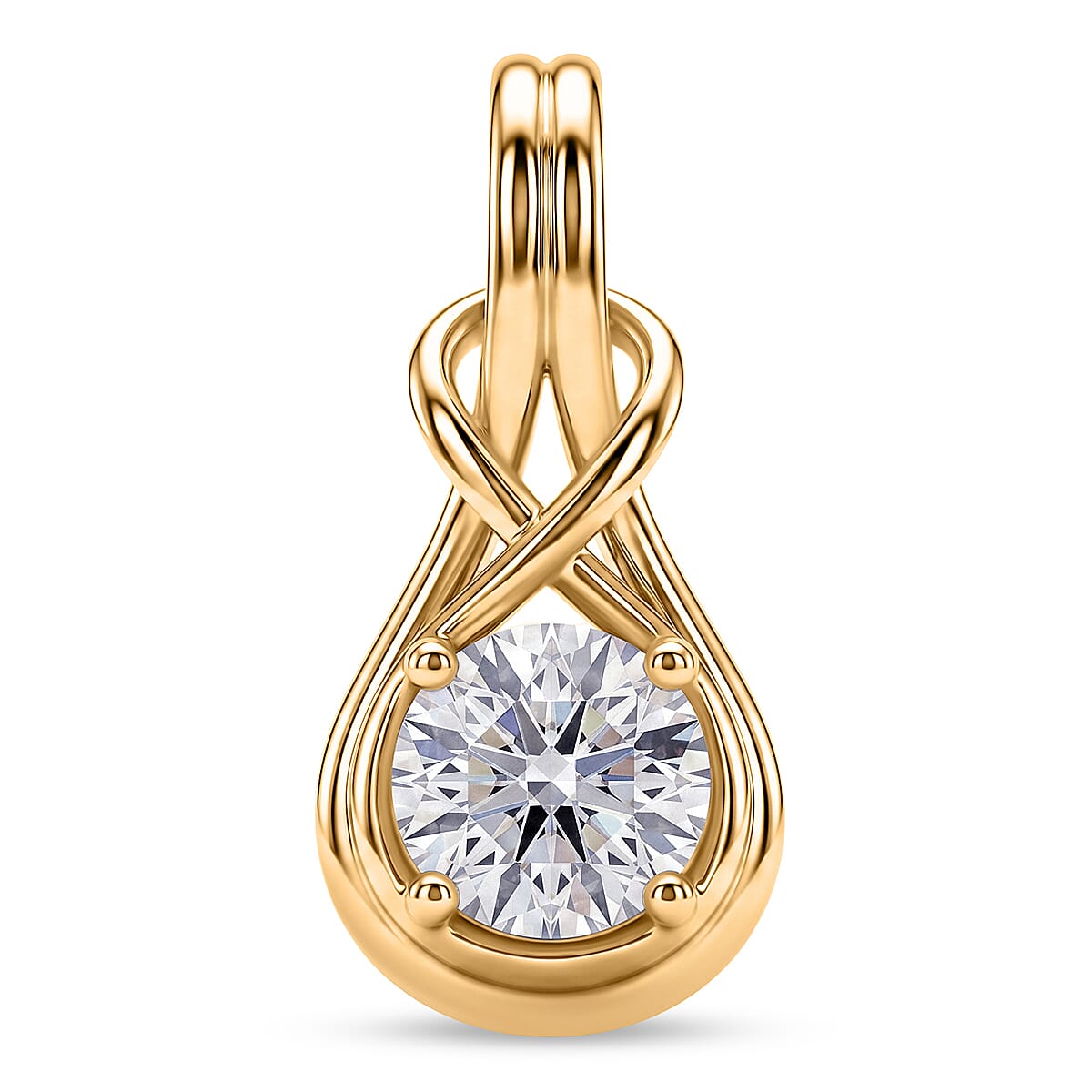 D'Joy - GRA Certified (D-VVS1) Moissanite Solitaire Pendant in Yellow Gold Plated Sterling Silver
