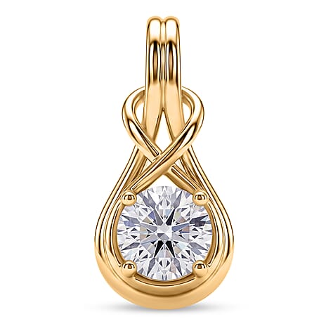 D'Joy - GRA Certified (D-VVS1) Moissanite Solitaire Pendant in Yellow Gold Plated Sterling Silver