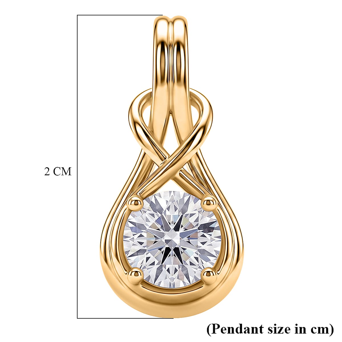 D'Joy - GRA Certified (D-VVS1) Moissanite Solitaire Pendant in Yellow Gold Plated Sterling Silver