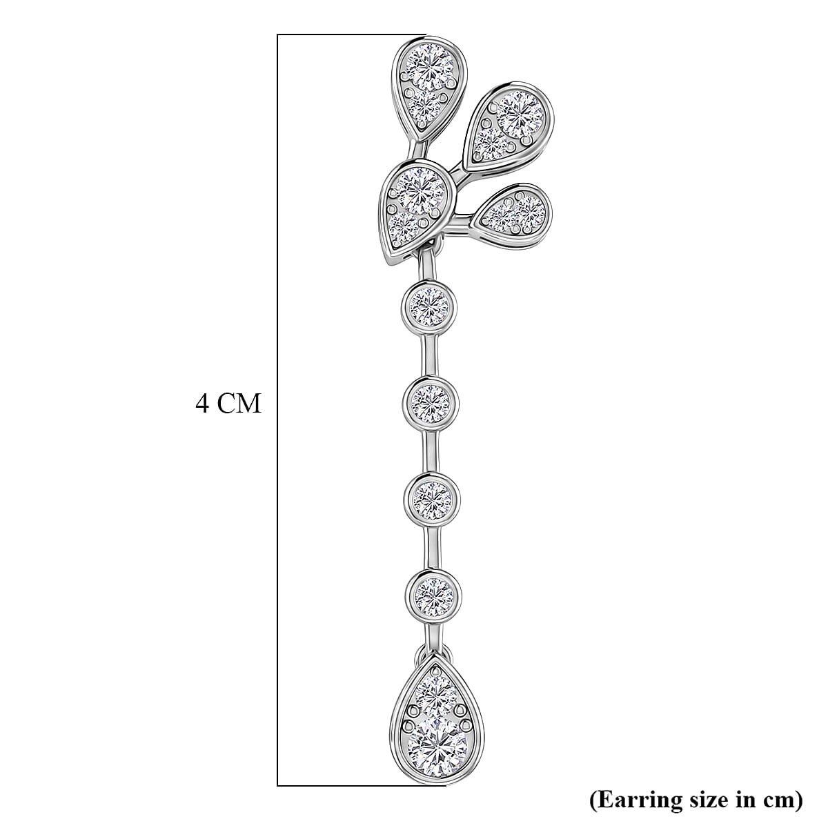 D'Joy - GRA Certified Moissanite Floral Drop Earring with Push Back in Rhodium Overlay Sterling Silver 2.40 Ct.