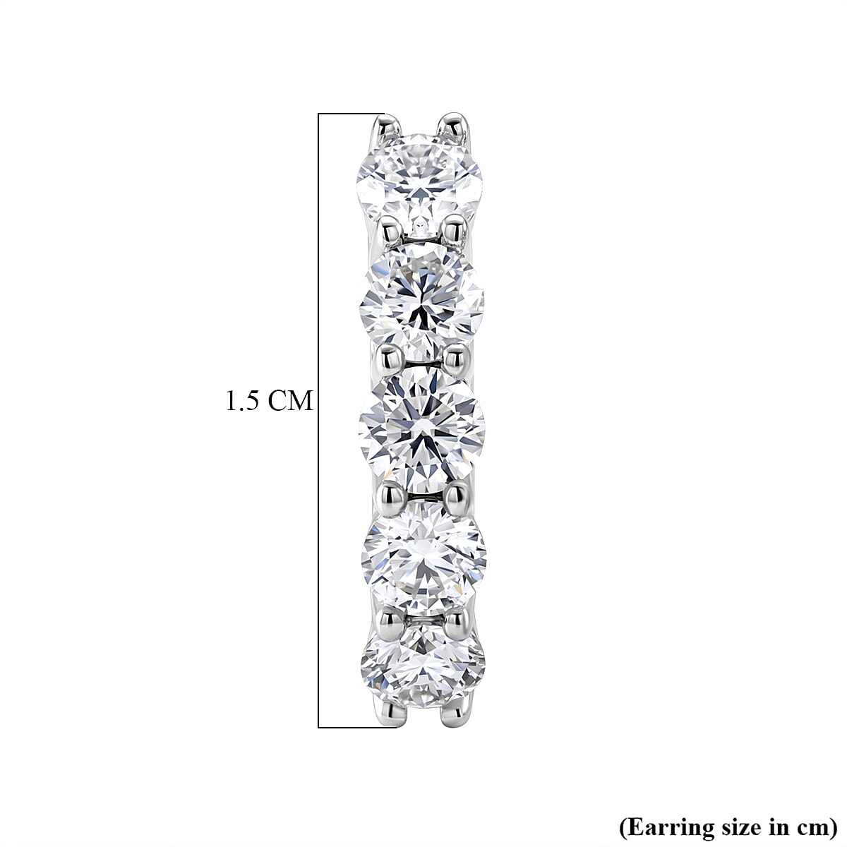 D'Joy - GRA Certified Moissanite Hoop Earring with Clasp in Rhodium Overlay Sterling Silver 1.00 Ct.