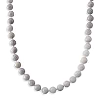 D'Joy - Natural White Jade Beads Necklace (Size - 20) with Magnetic Lock in Rhodium Overlay Sterling Silver 500.00 Ct.