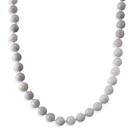 D'Joy - Natural White Jade Beads Necklace (Size - 20) with Magnetic Lock in Rhodium Overlay Sterling Silver 500.00 Ct. D'Joy - Natural White Jade Beads Necklace (Size - 20) with Magnetic Lock in Rhodium Overlay Sterling Silver 500.00 Ct.