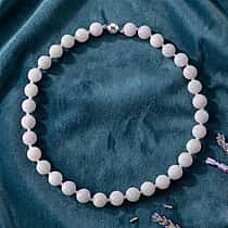 D'Joy - Natural White Jade Beads Necklace (Size - 20) with Magnetic Lock in Rhodium Overlay Sterling Silver 500.00 Ct.