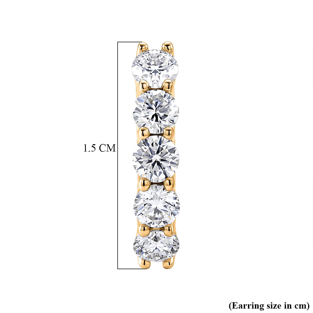 D'Joy - GRA Certified (D-VVS1) Moissanite Hoop Earring with Clasp in Yellow Gold Plated Sterling Silver 1.00 Ct.