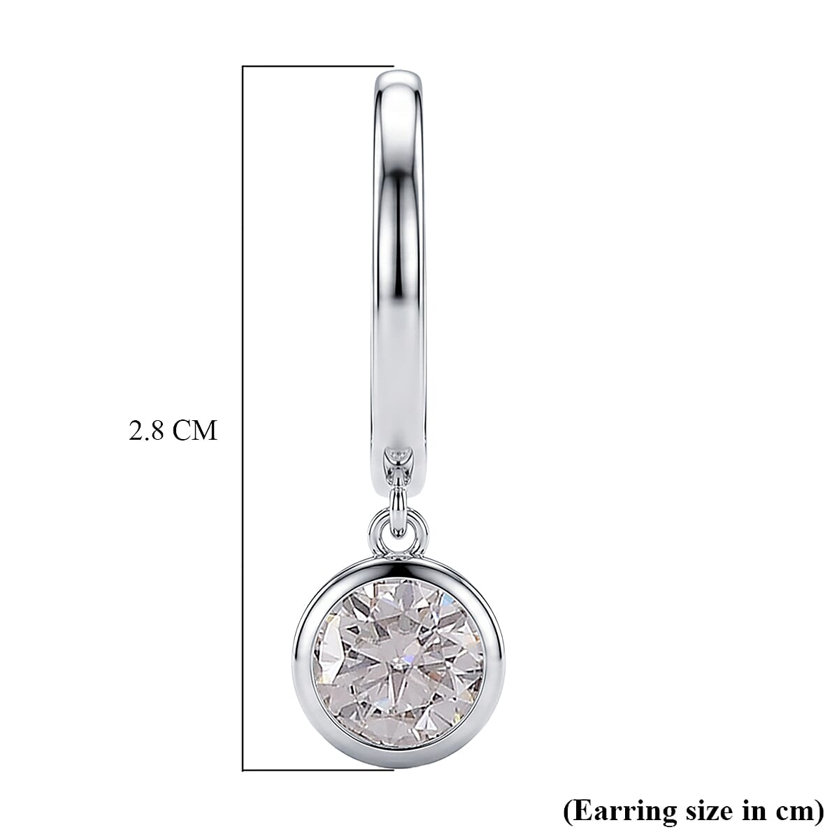 D'Joy - GRA Certified (D-VVS1) Moissanite Hoop Drop Earring with Clasp in Rhodium Overlay Sterling Silver 1.50 Ct.