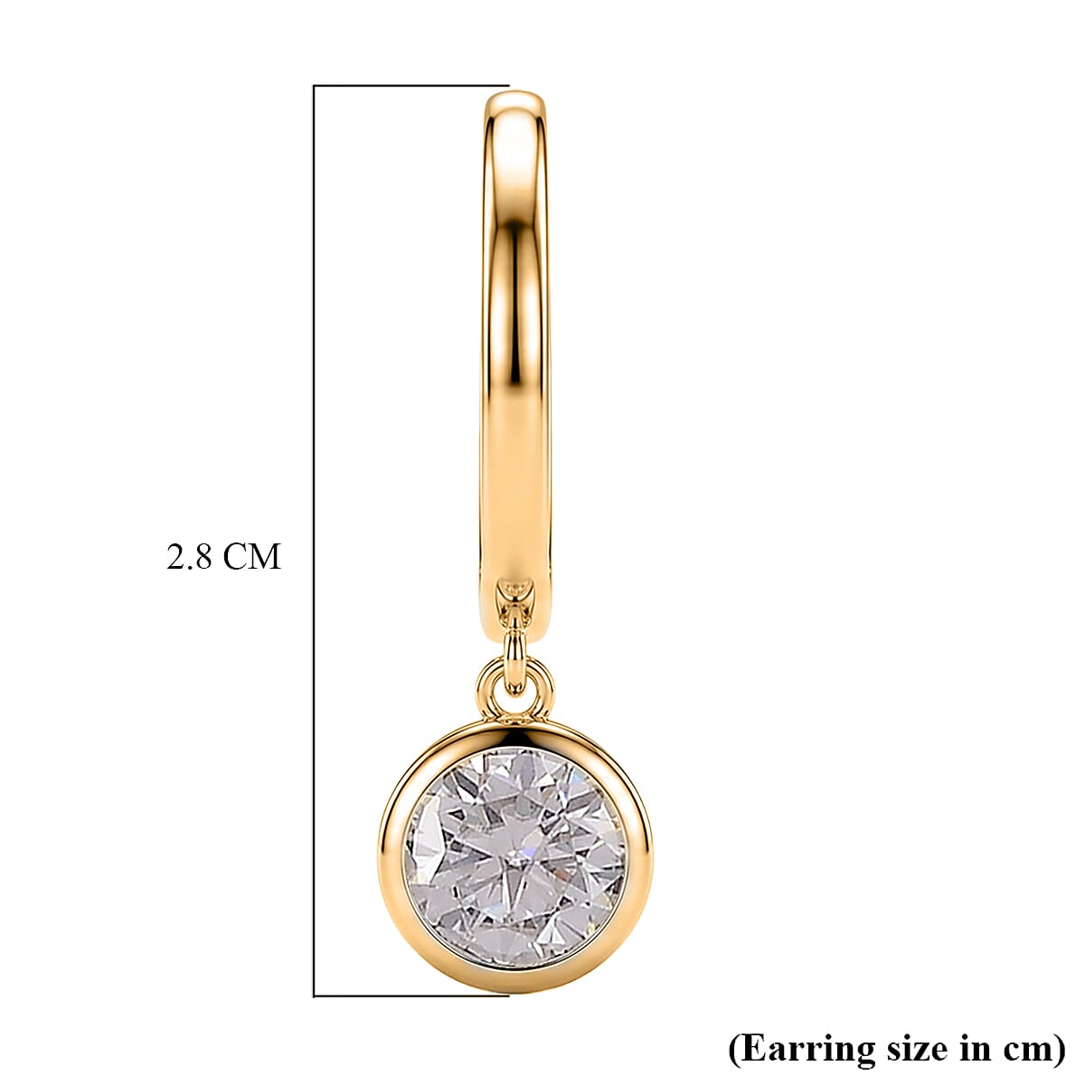 D'Joy - GRA Certified (D-VVS1) Moissanite Hoop Drop Earring with Clasp in Yellow Gold Plated Sterling Silver 1.50 Ct.