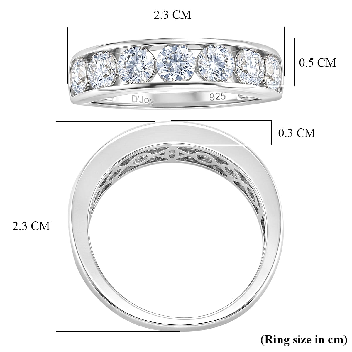 D'Joy - GRA Certified Moissanite 7 Stone Ring in Rhodium Overlay Sterling Silver 1.68 Ct.
