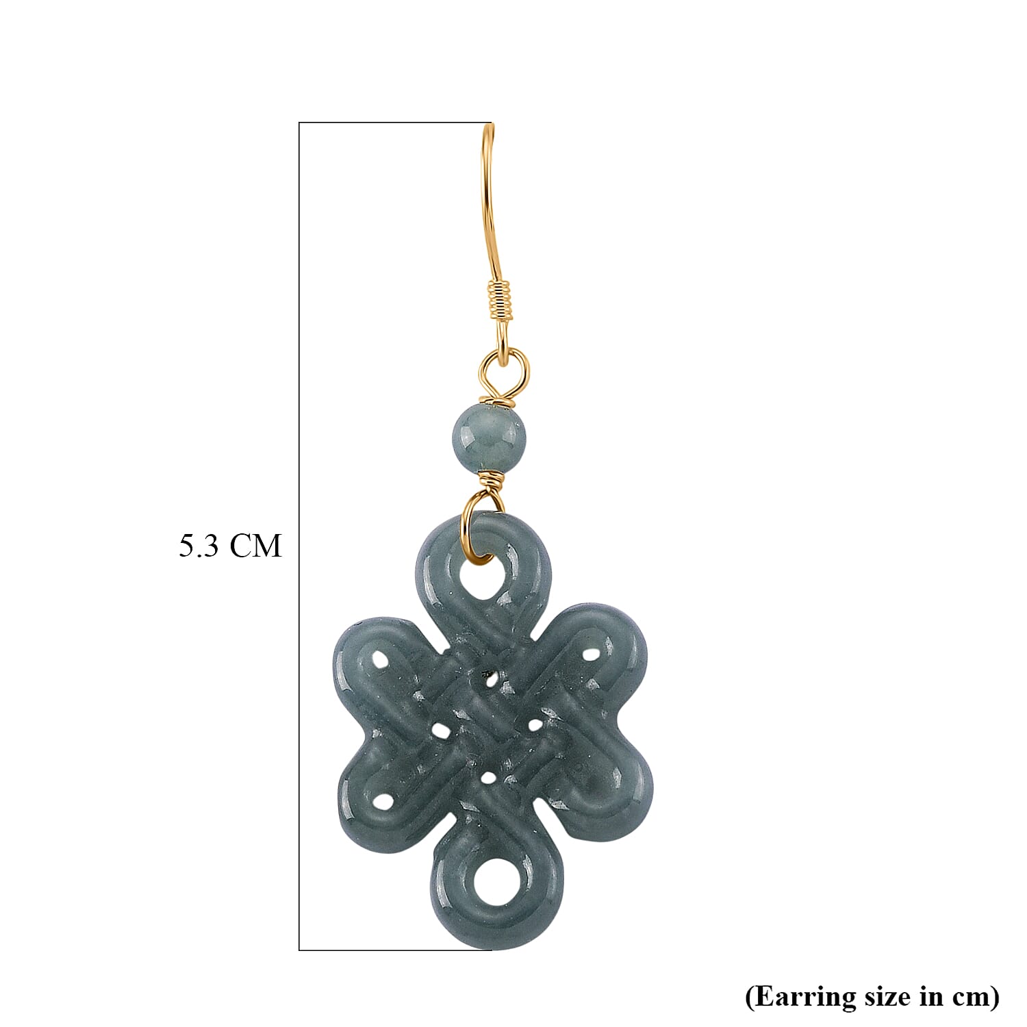 D'Joy - Natural Jade Earring with Hook in Yellow Gold Plated Sterling Silver 20.00 Ct.
