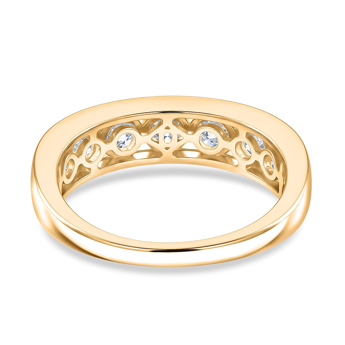 D'Joy - GRA Certified (D-VVS1) Moissanite 7 Stone Ring in Yellow Gold Plated Sterling Silver 1.68 Ct.