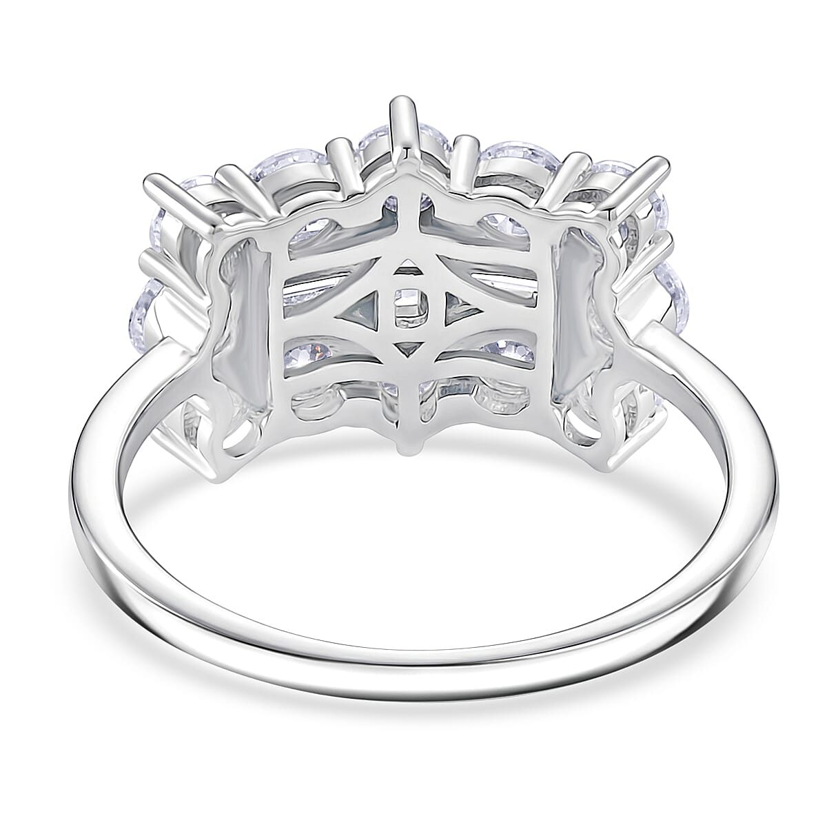 D'Joy - GRA Certified (D-VVS1) Moissanite Boat Ring in Rhodium Overlay Sterling Silver 2.00 Ct.