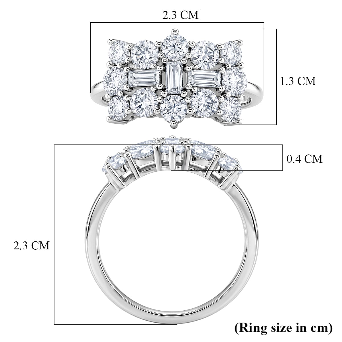 D'Joy - GRA Certified (D-VVS1) Moissanite Boat Ring in Rhodium Overlay Sterling Silver 2.00 Ct.