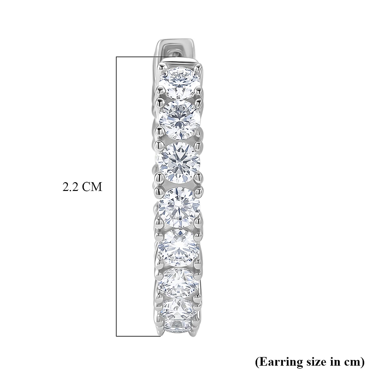 D'Joy - GRA Certified (D-VVS1) Moissanite Full Hoop Earring with Clasp in Rhodium Overlay Sterling Silver 2.80 Ct.