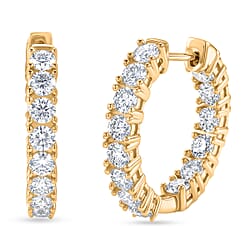 D'Joy - GRA Certified (D-VVS1) Moissanite Full Hoop Earring with Clasp in Rhodium Overlay Sterling Silver 2.80 Ct.