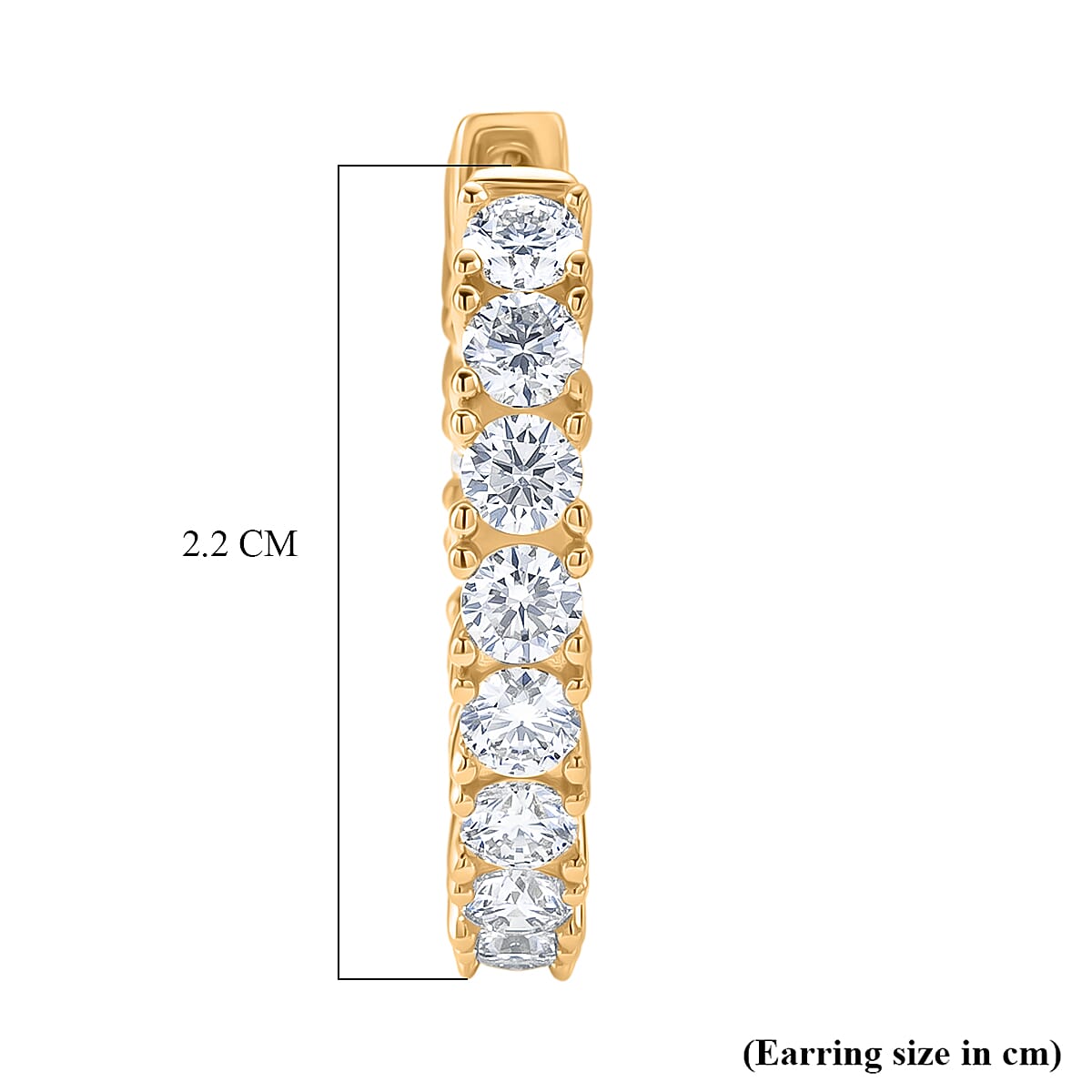 D'Joy - GRA Certified Moissanite Full Hoop Earring with Clasp in Yellow Gold Plated Sterling Silver 2.80 Ct.