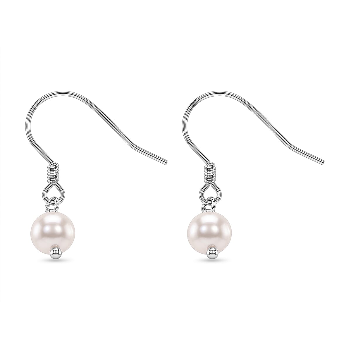 D'Joy - Japanese Akoya Pearl Beads Earring with Hook in Rhodium Overlay Sterling Silver 1.50 Ct.