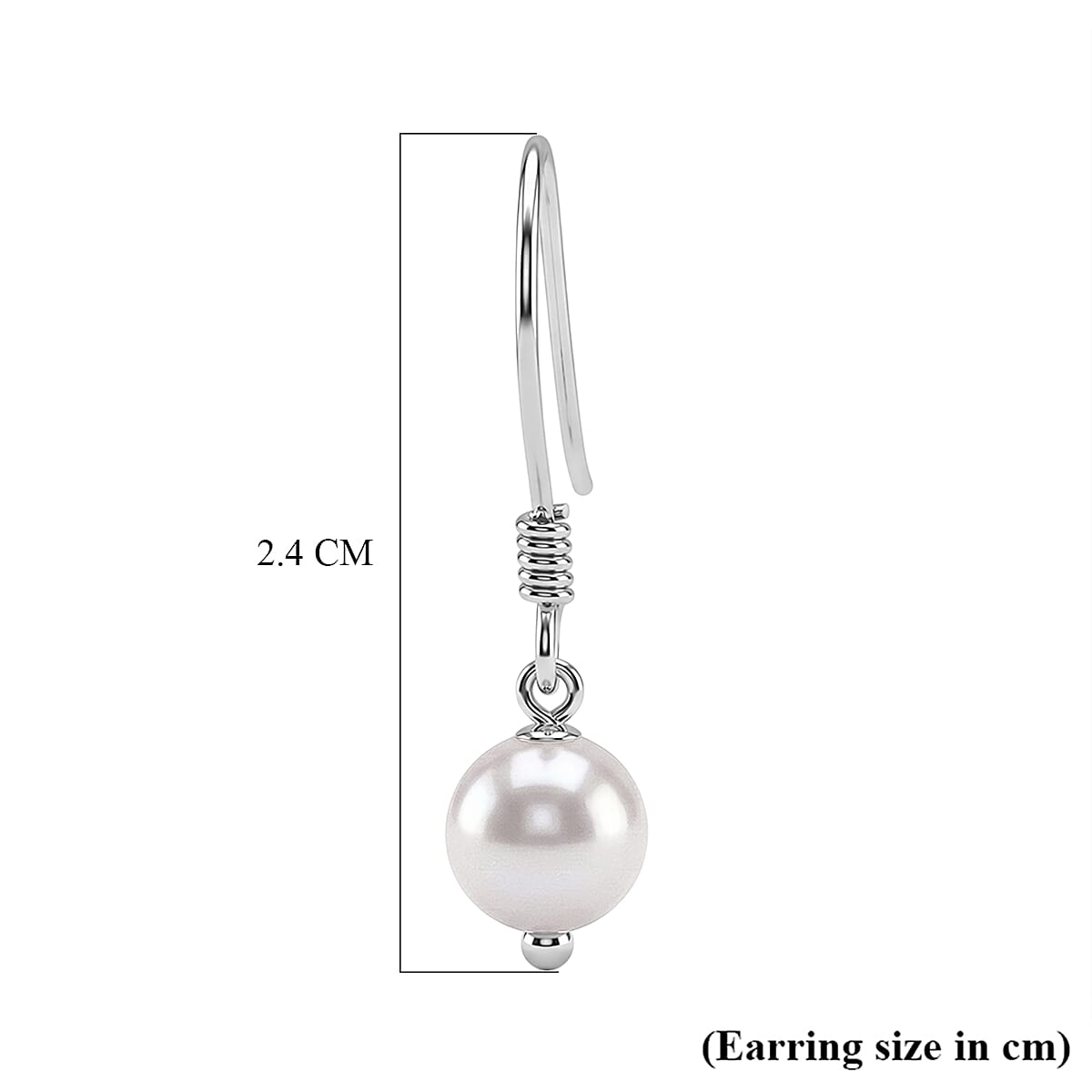D'Joy - Japanese Akoya Pearl Beads Earring with Hook in Rhodium Overlay Sterling Silver 1.50 Ct.