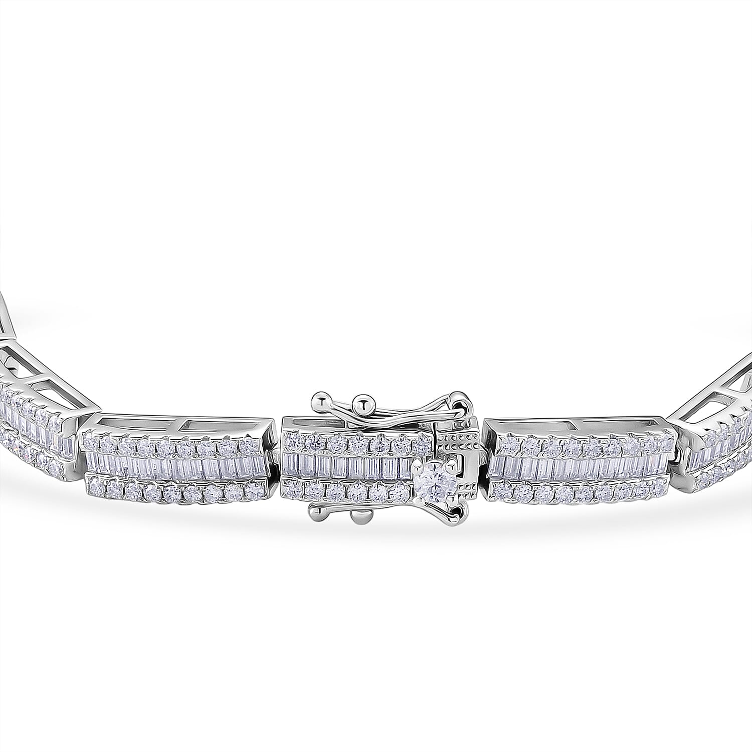 D'Joy - GRA Certified Moissanite Tennis Bracelet (Size - 7) in Rhodium Overlay Sterling Silver 5.60 Ct, Silver Wt. 12.50 Gms
