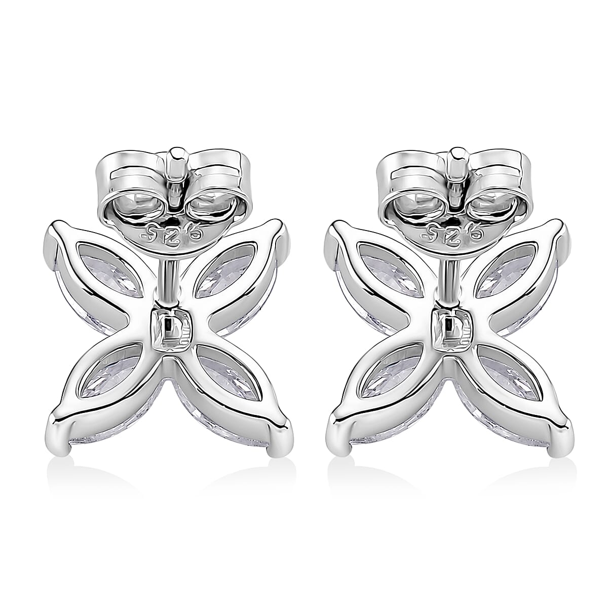 D'Joy - GRA Certified (D-VVS1) Moissanite Floral Earring with Lever Back in Rhodium Overlay Sterling Silver 2.00 Ct.