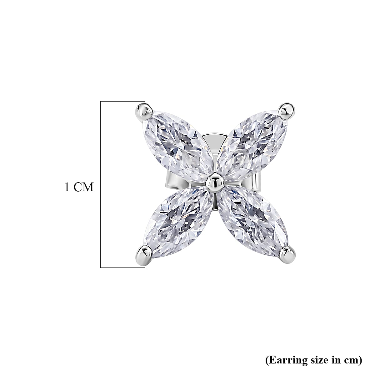 D'Joy - GRA Certified (D-VVS1) Moissanite Floral Earring with Lever Back in Rhodium Overlay Sterling Silver 2.00 Ct.