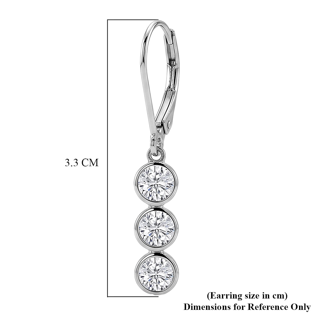D'Joy - GRA Certified Moissanite Drop Earring with Lever Back in Rhodium Overlay Sterling Silver 1.50 Ct.