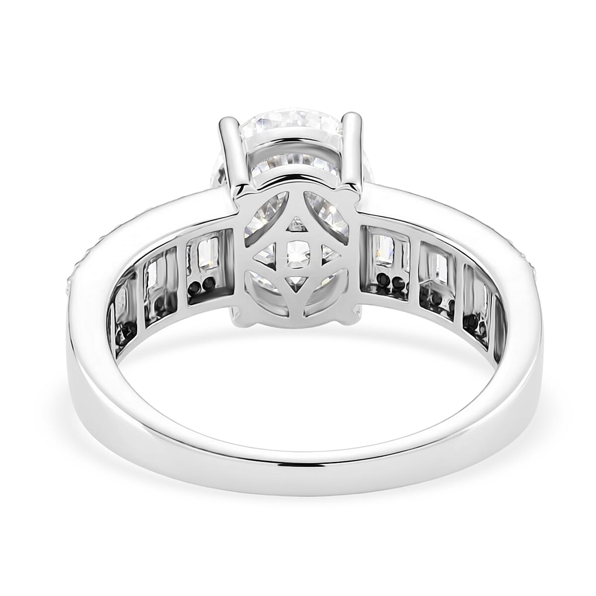 D'Joy - GRA Certified (D-VVS1) Moissanite Solitaire Ring in Rhodium Overlay Sterling Silver 2.60 Ct.