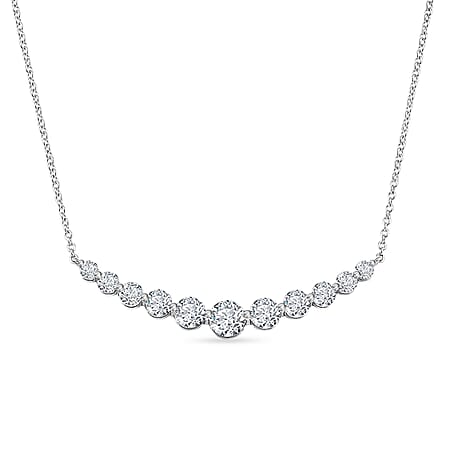 D'Joy - GRA Certified (D-VVS1) Moissanite Graduated Necklace (Size - 18) in Rhodium Overlay Sterling Silver 3.33 Ct. D'Joy - GRA Certified (D-VVS1) Moissanite Graduated Necklace (Size - 18) in Rhodium Overlay Sterling Silver 3.33 Ct.