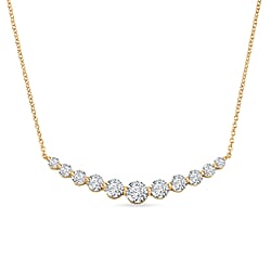 D'Joy - GRA Certified Moissanite Graduated Necklace (Size - 18) in Yellow Gold Plated Sterling Silver 3.33 Ct.