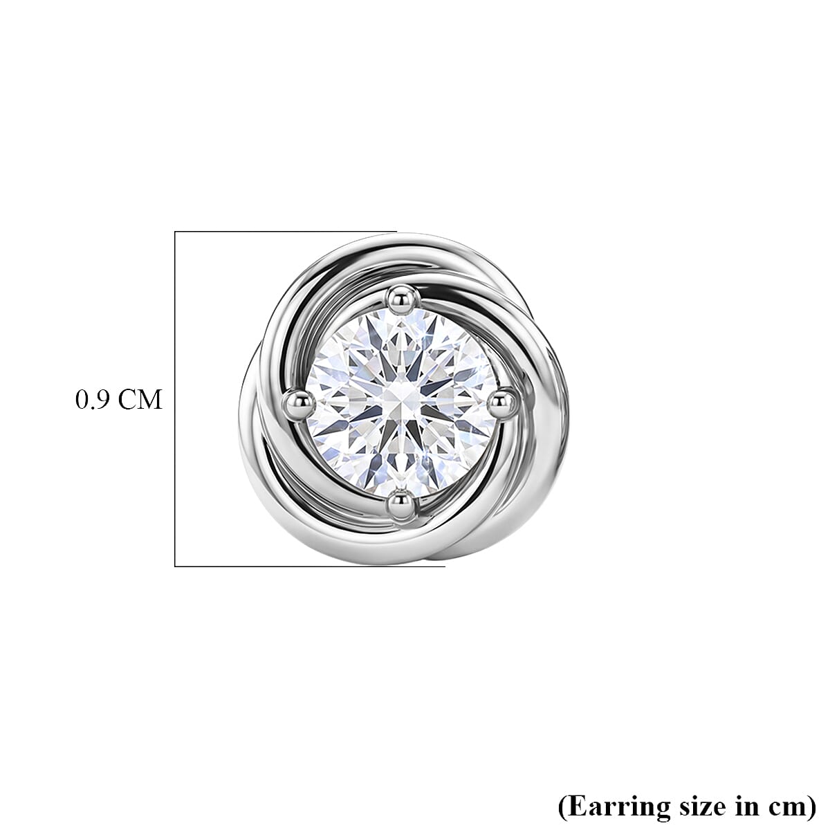 D'Joy - GRA Certified( D-VVS1 ) Moissanite Stud Earring with Push Back in Rhodium Overlay Sterling Silver
