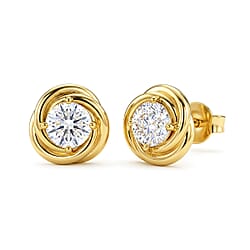 D'Joy - GRA Certified( D-VVS1) Moissanite Stud Earring with Push Back in Yellow Gold Plated Sterling Silver