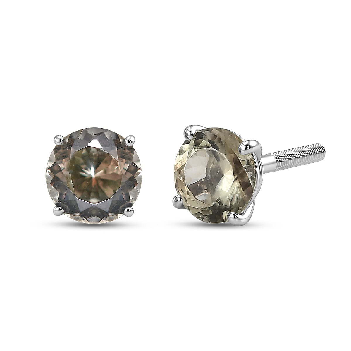 Rhapsody 950 Platinum AAAA Turkizite Solitaire Stud Push Post Earring, Platinum Wt.1.3 Gms  4.910  Ct.